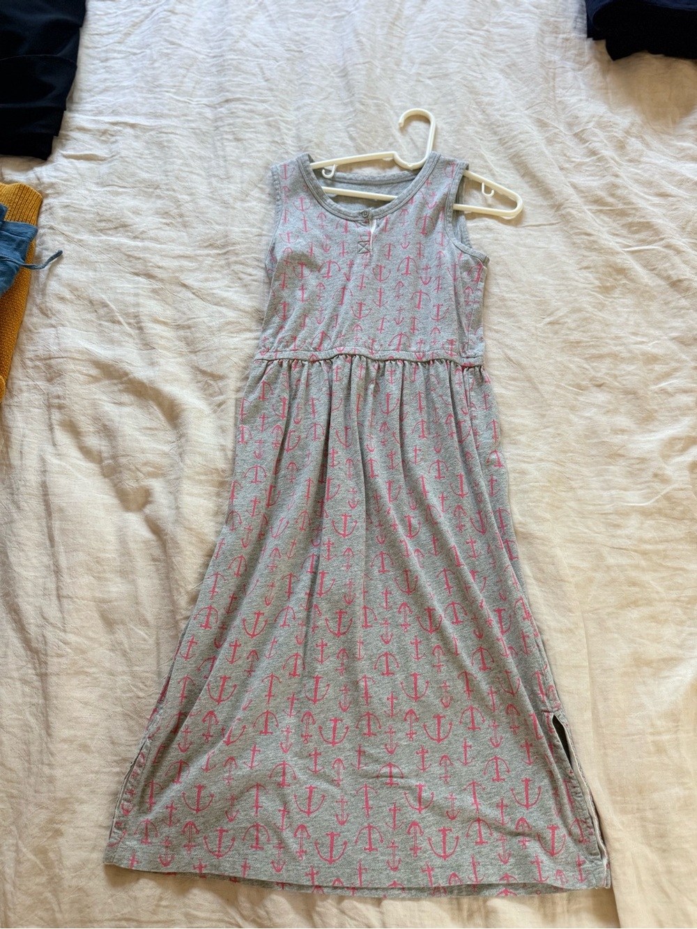 GAP Gray Maxi Dress with Pink Anchor Print